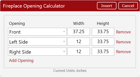 Fireplace Opening Calculator